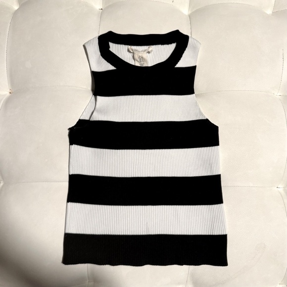 Happily Grey Ribbed black and white tank size Small - Picture 1 of 7